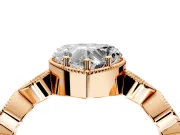 Vintage Station Engagement Ring Setting for Heart-Shaped Center with Accents and Prong Head in Rose Gold
