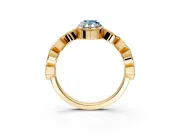 Milgrain Bezel Engagement Ring Setting for Fancy Blue Pear-Shaped Center with Marquise Stations and Bezel Head in Yellow Gold