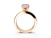 Solitaire Engagement Ring Setting for Fancy Pink Asscher Cut Center with Channel-Set Accents and Prong Head in Rose Gold
