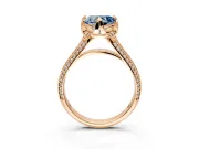 Solitaire Engagement Ring Setting for Fancy Blue Heart-Shaped Center with Accented Split Shank and Prong Head in Rose Gold