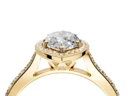 Halo Engagement Ring Setting for Marquise Center with Pave Accents, Heart Basket and Prong Head in Yellow Gold