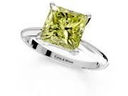 Solitaire Engagement Ring Setting for Fancy Yellow Princess Cut Center with Knife Ridge Band and Claw Prong Head in White Gold