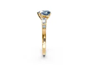 Bar-Set Engagement Ring Setting for Fancy Blue Heart-Shaped Center with Tapered Baguette Accents and Prong Head in Yellow Gold
