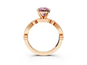 Solitaire Engagement Ring Setting for Fancy Pink Radiant Cut Center with Milgrain Bezel Accents and Prong Head in Rose Gold