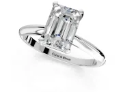 Solitaire Engagement Ring Setting for Emerald Cut Center with Knife Ridge Band and Claw Prong Head in White Gold