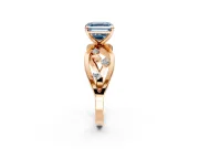 Solitaire Engagement Ring Setting for Fancy Blue Asscher Cut Center with Criss-Cross Accent Band and Prong Head in Rose Gold