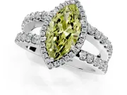 Halo Engagement Ring Setting for Fancy Yellow Marquise Center with Wide-Open Pave Split Shank and Prong Head in Platinum