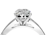 Solitaire Engagement Ring Setting for Cushion Cut Center with Princess Cut Channel Band and Prong Head in Platinum