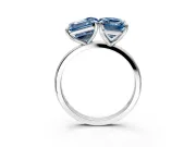 Fancy Blue Asscher Cut and Emerald Cut Lab-Grown Diamond Toi et Moi Engagement Ring with Prong-Set Stones in White Gold