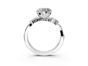 Solitaire Engagement Ring Setting for Heart-Shaped Center with Marquise Accent Twist Band and Prong Head in Platinum