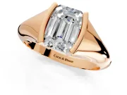 Tension Engagement Ring Setting for Emerald Cut Center with Wide Tapered Band and Tension Head in Rose Gold