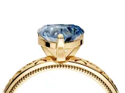 Solitaire Engagement Ring Setting for Fancy Blue Heart-Shaped Center with Scrollwork Band and Prong Head in Yellow Gold