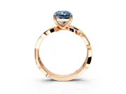Solitaire Engagement Ring Setting for Fancy Blue Radiant Cut Center with Pave and Plain Crossover Band and Prong Head in Rose Gold