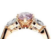 3 Stone Engagement Ring Setting for Fancy Pink Marquise Center with Large Pear-Shaped Accents and Prong Head in Rose Gold