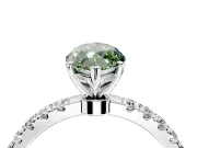 Open Basket Engagement Ring Setting for Fancy Green Marquise Center with Pave Band and Prong Head in Sterling Silver