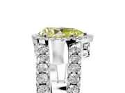 Halo Engagement Ring Setting for Fancy Yellow Pear-Shaped Center with Wide-Open Pave Split Shank and Prong Head in Platinum