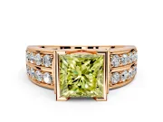 Bezel Engagement Ring Setting for Fancy Yellow Princess Cut Center with Wide Channel-Set Band and Bezel Head in Rose Gold
