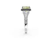 Halo Engagement Ring Setting for Fancy Yellow Princess Cut Center with Pave Split Shank and Prong Head in Platinum