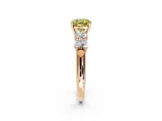 5 Stone Engagement Ring Setting for Fancy Yellow Cushion Cut Center with Graduated Accents and Prong Head in Rose Gold