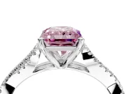 Solitaire Engagement Ring Setting for Fancy Pink Radiant Cut Center with Twisted Pave Split Shank and Prong Head in Sterling Silver