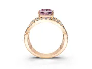 Solitaire Engagement Ring Setting for Fancy Pink Princess Cut Center with Wide-Open Split Shank and Prong Head in Rose Gold