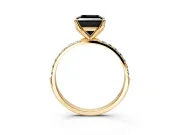 Solitaire Engagement Ring Setting for Fancy Black Princess Cut Center with Fine Pave Accents and Prong Head in Yellow Gold