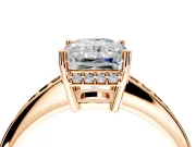 Solitaire Engagement Ring Setting for Radiant Cut Center with Channel-Set Accent Band and Prong Head in Rose Gold