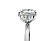 Hidden Halo Engagement Ring Setting for Princess Cut Center with Thin Round-Wire Band and Prong Head in White Gold