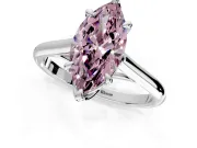 Solitaire Engagement Ring Setting for Fancy Pink Marquise Center with Cathedral Band and Prong Head in Sterling Silver