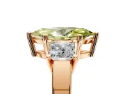 3 Stone Engagement Ring Setting for Fancy Yellow Marquise Center with Matching Side Accents and Prong Head in Rose Gold