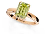 Solitaire Engagement Ring Setting for Fancy Yellow Emerald Cut Center with Plain Band and Flat Tab Prong Head in Rose Gold