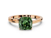 Solitaire Engagement Ring Setting for Fancy Green Cushion Cut Center with Plain Bypass Twist Band and Prong Head in Rose Gold