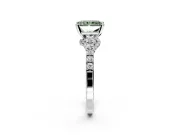 Solitaire Engagement Ring Setting for Fancy Green Radiant Cut Center with Crossover Accents and Prong Head in Platinum