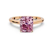 Solitaire Engagement Ring Setting for Fancy Pink Radiant Cut Center with Narrow Cathedral Band and Prong Head in Rose Gold