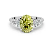 3 Stone Engagement Ring Setting for Fancy Yellow Oval Center with Large Pear-Shaped Accents and Prong Head in Platinum