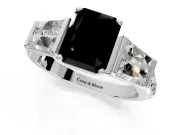 Channel-Set Engagement Ring Setting for Fancy Black Radiant Cut Center with Baguette Band and Prong Head in Platinum