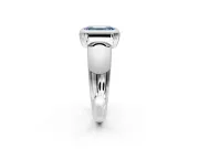 Solitaire Engagement Ring Setting for Fancy Blue Emerald Cut Center with Wide Band and Bezel Head in White Gold