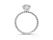 Solitaire Engagement Ring Setting for Cushion Cut Center with Plain Twisted Rope Band and Prong Head in White Gold