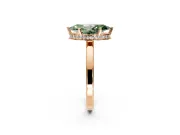 Hidden Halo Engagement Ring Setting for Fancy Green Marquise Center with Wide Flat Plain Band and Prong Head in Rose Gold