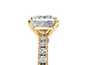 Solitaire Engagement Ring Setting for Princess Cut Center with Single Row Accent Band and Prong Head in Yellow Gold