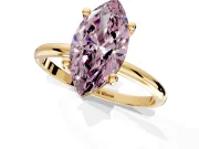 Minimalist Solitaire Engagement Ring Setting for Fancy Pink Marquise Center with Thin Band and Prong Head in Yellow Gold