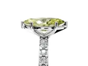 Solitaire Engagement Ring Setting for Fancy Yellow Marquise Center with Round Cut Pave Band and Prong Head in Sterling Silver