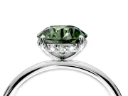 Solitaire Engagement Ring Setting for Fancy Green Round Cut Center with Plain Band, Open Basket and Prong Head in Platinum