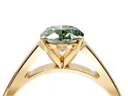 Solitaire Engagement Ring Setting for Fancy Green Oval Center with Tapered Split Shoulders and Prong Head in Yellow Gold