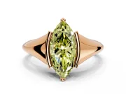 Tension Engagement Ring Setting for Fancy Yellow Marquise Center with Wide Tapered Band and Tension Head in Rose Gold
