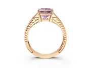 Split Shank Engagement Ring Setting for Fancy Pink Princess Cut Center with Pave Split Shank and Prong Head in Rose Gold