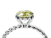 Solitaire Engagement Ring Setting for Fancy Yellow Oval Center with 2-Strand Rope Twist Band and Prong Head in Sterling Silver