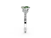 Solitaire Engagement Ring Setting for Fancy Green Pear-Shaped Center with Crossover Accents and Prong Head in Sterling Silver