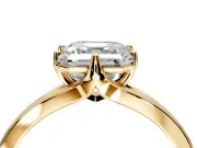 Solitaire Engagement Ring Setting for Asscher Cut Center with Plain Split Shank and Prong Head in Yellow Gold