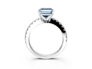 Solitaire Engagement Ring Setting for Fancy Blue Asscher Cut Center with Single Row Accent Band and Prong Head in Platinum